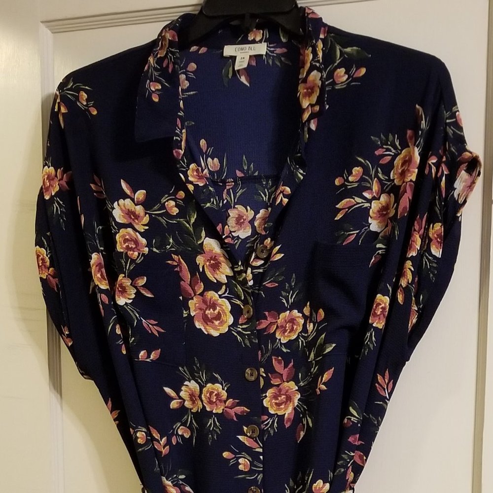 Cap Sleeve Button Down Maxi Dress with Tie belt